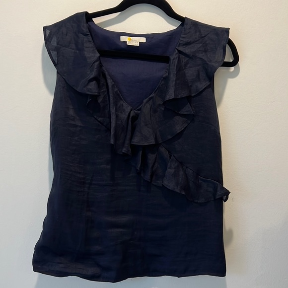 Boden Alicia Ruffle Top, Navy, Sleeveless, size 6 - Picture 8 of 14